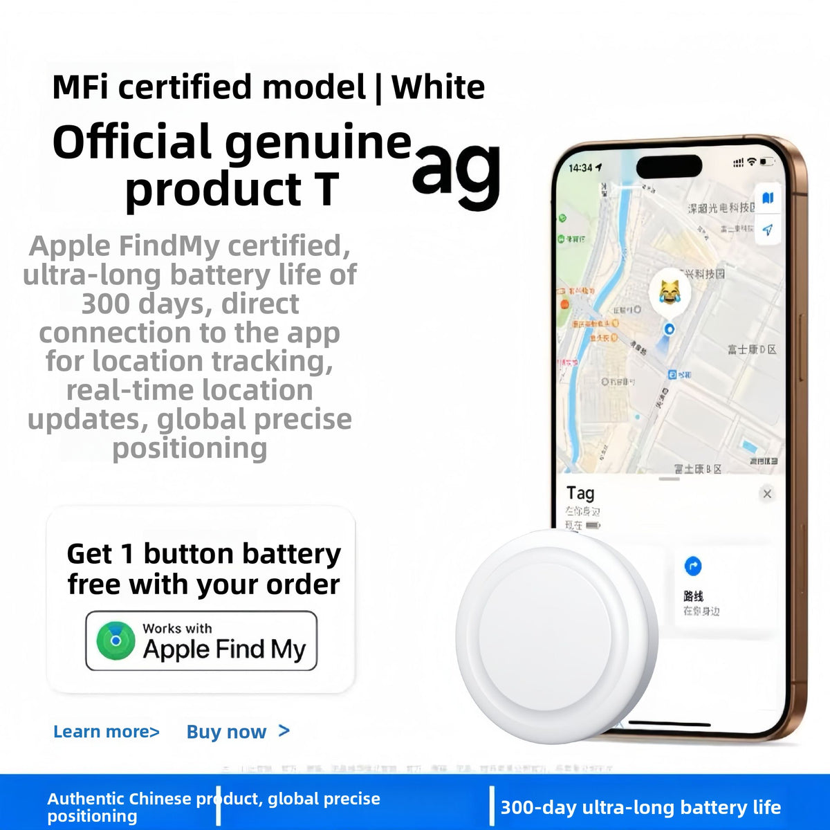 Localizador inteligente Bluetooth para Mascotas y Llaves compatible con Apple FindMy