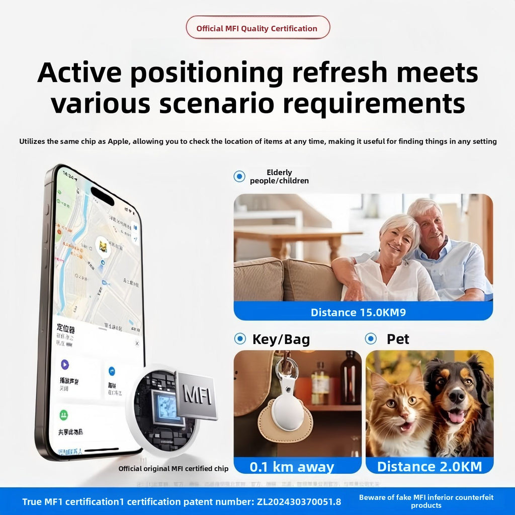 Localizador inteligente Bluetooth para Mascotas y Llaves compatible con Apple FindMy